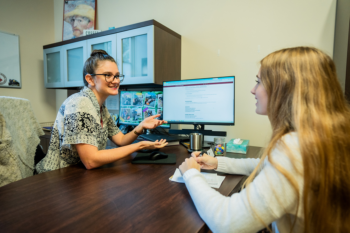 Honors advisor and student meeting