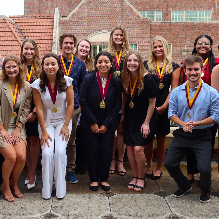 "Summer 2022 Honors Graduates on balcony of the Great Hall after Honors Medallion Ceremony-Total graduates=37."
