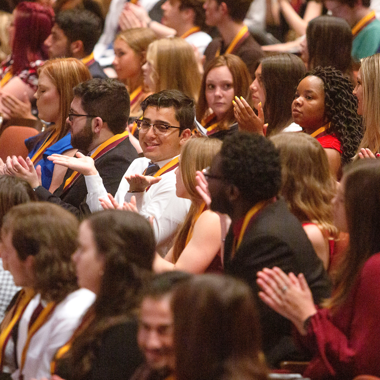 "University Honors and Honors in the Major students sitting in Ruby Diamond Concert Hall during the Spring 2022 Honors Medallion Ceremony-April 25, 2022"