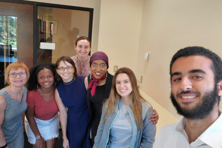 From Safe Places to Shared Spaces-Pre-Presentation luncheon with Inam Sakinah and HEP student leaders-group selfie shot