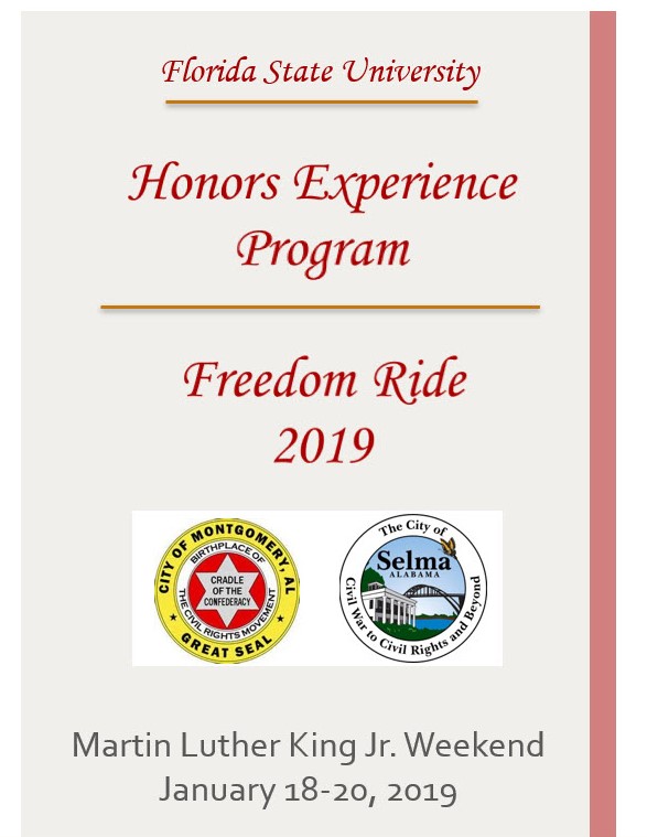 Honors Experience Program Freedom Ride Trip (2019) Cover Page of Itinerary (Not a link to anywhere)