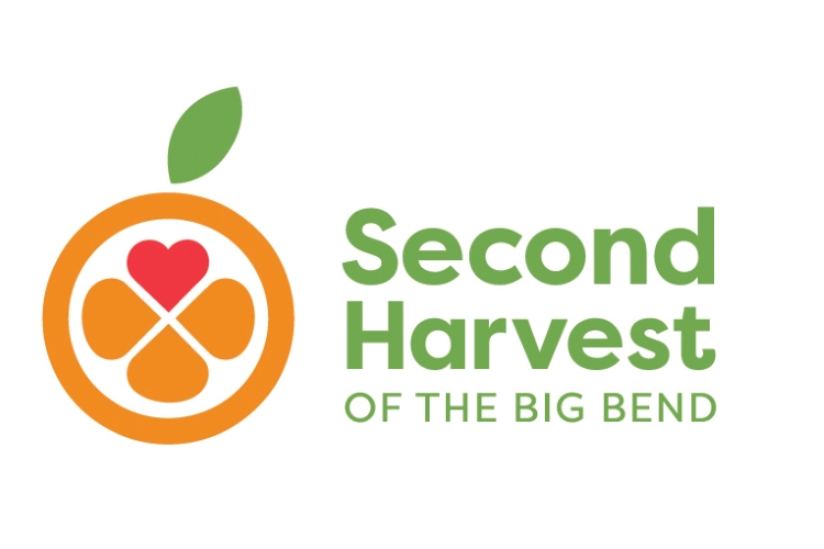 Logo for Second Harvest of the Big Bend - Artistic image of an orange with the words "Second Harvest of the Big Bend" in green lettering. Link to the organization's home page.